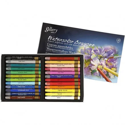 Gallery Aquarell, verschiedene Farben, L: 9,3 cm, 24 Stk./1 Packung.