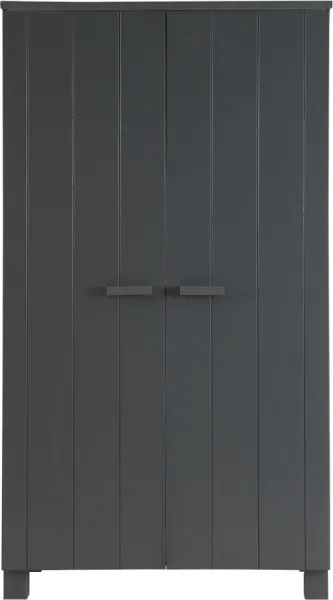 Dennis, Kleiderschrank, dunkelgrau, H202x55x111 cm, Kiefer